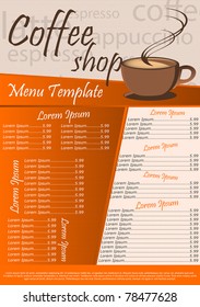 Coffee Shop Menu Template. Vector Illustration