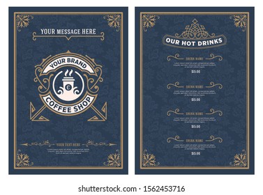 Coffee Shop Menu template. Vintage style