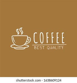 coffee shop minimal and simple logo hipster with cup icon vector in line outline vintage style.