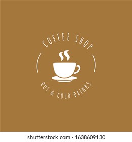 coffee shop minimal and simple logo hipster with cup icon vector in line outline vintage style.
