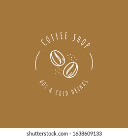 coffee shop minimal and simple logo hipster with cup icon vector in line outline vintage style.