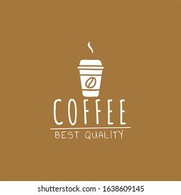coffee shop minimal and simple logo hipster with cup icon vector in line outline vintage style.