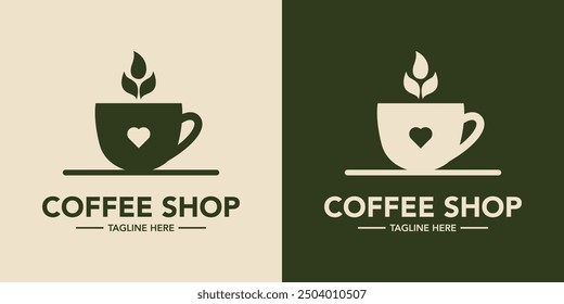 Coffee shop minimalist logo design. Cafe logo design symbol. Elegant coffee store logo