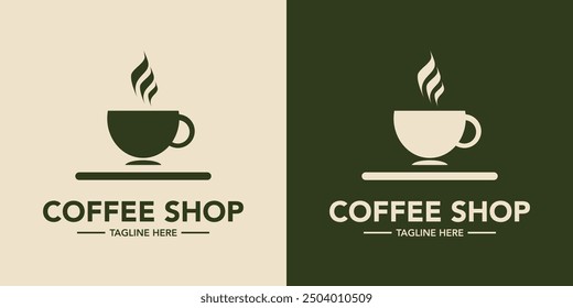 Coffee shop minimalist logo design. Cafe logo design symbol. Elegant coffee store logo