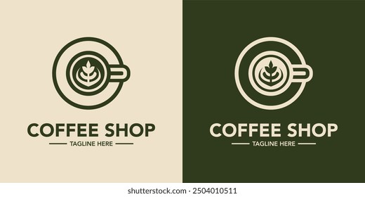 Coffee shop minimalist logo design. Cafe logo design symbol. Elegant coffee store logo