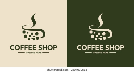 Coffee shop minimalist logo design. Cafe logo design symbol. Elegant coffee store logo