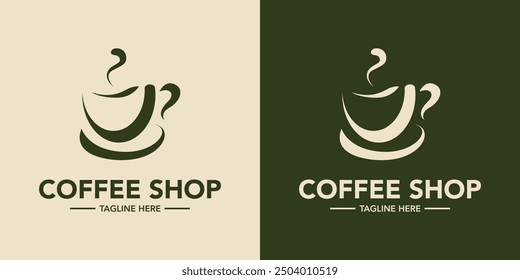 Coffee shop minimalist logo design. Cafe logo design symbol. Elegant coffee store logo