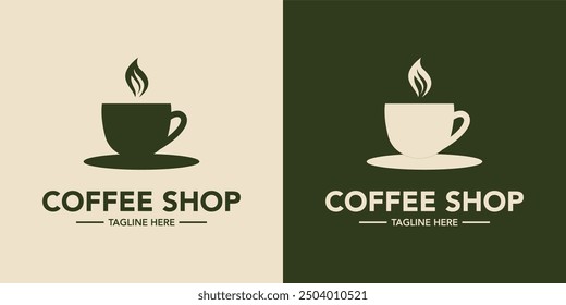 Coffee shop minimalist logo design. Cafe logo design symbol. Elegant coffee store logo