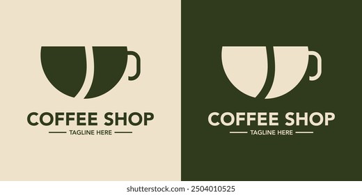 Coffee shop minimalist logo design. Cafe logo design symbol. Elegant coffee store logo