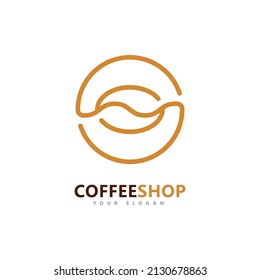 Cafetería Logo de vector minimalista. Plantilla para el logotipo de los granos de café
