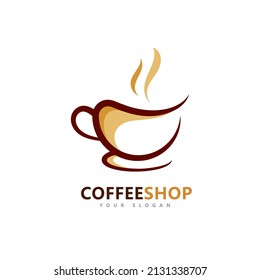 Coffee shop Minimalist vector logo. Coffee beans logo template