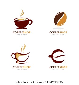 Coffee shop Minimalist vector logo. Coffee beans logo template
