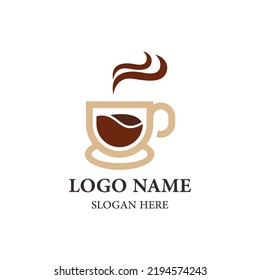 Coffee shop Minimalist vector logo. Coffee beans logo template 