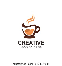 Coffee shop Minimalist vector logo. Coffee beans logo template 