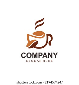 Coffee shop Minimalist vector logo. Coffee beans logo template 