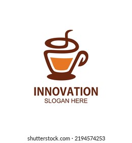 Cafetería Logo de vector minimalista. Plantilla para el logotipo de los granos de café 