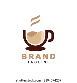 Cafetería Logo de vector minimalista. Plantilla para el logotipo de los granos de café 