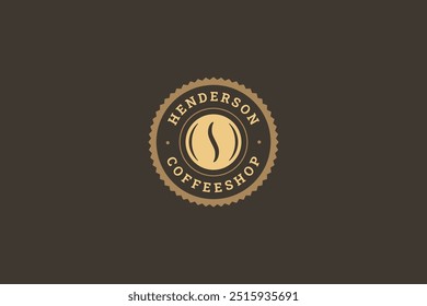 Coffee shop morning caffeine beverage seal retro circle logo design template vector flat illustration. Aroma breakfast drink store cafe cafeteria old style minimalist fashion brand logotype