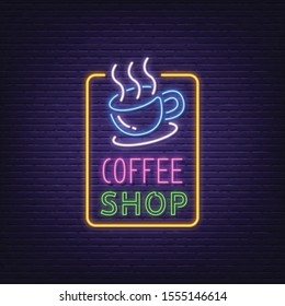 coffee shop neon signboard vector design
