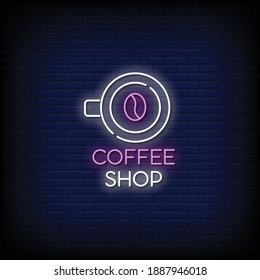 Coffee Shop Neon Signs Style Text Vector