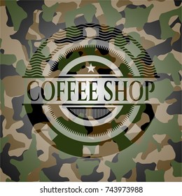 Coffee Shop On Camouflage Pattern