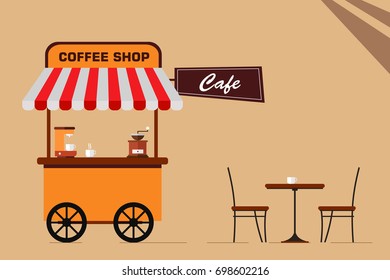 Coffee shop on street vector illustration