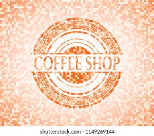 Coffee Shop orange mosaic emblem