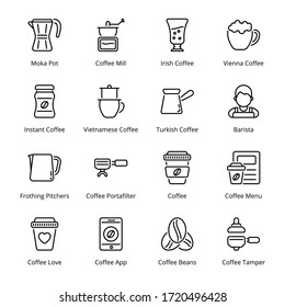 Coffee Shop outline Icons - stroke, vector