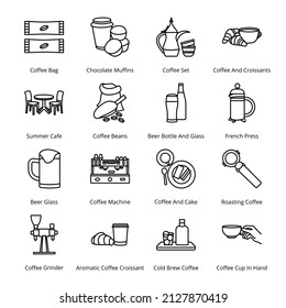 Coffee Shop Outline Icons - Stroked, Vectors