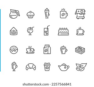 Coffee Shop and Pastry Icons - Blue Line Series - Vector line icons for your digital or print projects.