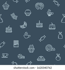 Coffee shop pattern background. Seamless sweets pattern. Symbol, logo illustration. Vector graphics