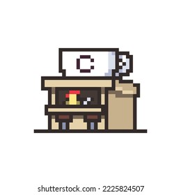 Coffee shop in pixel art