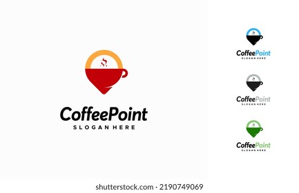 Coffee Shop Point Logo-Design-Konzept, Vektorgrafik, Coffee Café Logo-Designvorlage