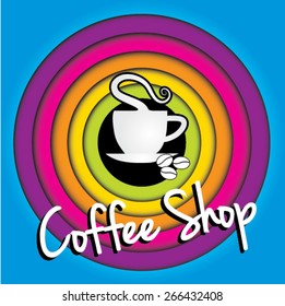 Coffee Shop Pop Art Menu Design - Coffee Mug Vector Illustration.