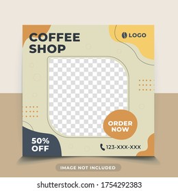 Coffee shop post template.Editable modern Social Media banner Template,Promotional web banner for social media.