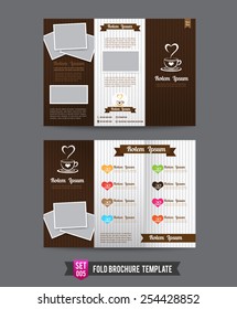 Coffee shop Red shop concept Fold brochure template light vector illustration