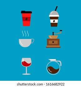 Coffee Shop Related Equipment Vector Illustration Design Set. suitable for icon etc.