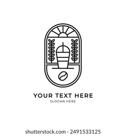 Coffee shop or restaurant logo with line art style. Minimalist line logo. Business logo. Food and beverage logo.