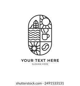 Coffee shop or restaurant logo with line art style. Minimalist line logo. Business logo. Food and beverage logo.