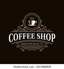 Coffee shop retro vintage luxury decorative ornate frame logo