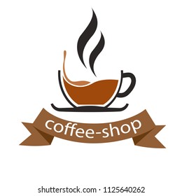 Coffee Shop Ribbon Cup Of Coffee Background Vector Image
