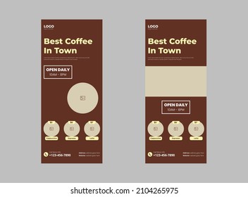 Coffee Shop roll up banner template design. Caffe promotion dl flyer poster design. Caffe in town banner design template, cover print-ready