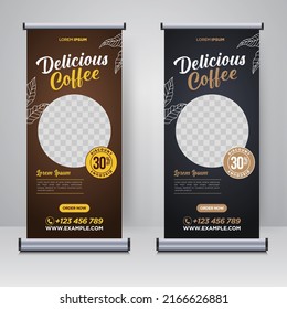 Coffee Shop rollup or X banner design template