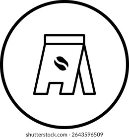 Coffee shop sandwich board vector icon illustration showcasing coffee bean design