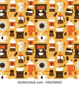 Coffee shop seamless pattern background for web and graphic design