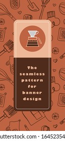 Cafetería sin fisuras. Diseño de banner de café y etiqueta de café con un conjunto de iconos de línea. Emblema de la tienda de cafés, menú de cafés, diseño de envases, logo de kata orgánico, llevarse café, insignia arabica al 100%