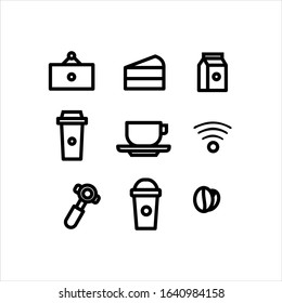 coffee shop set icon vector illustration logo template for many purpose. Isolated on white background.