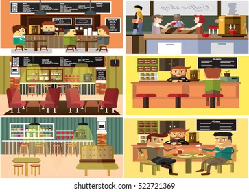 coffee shop set, vector illustration