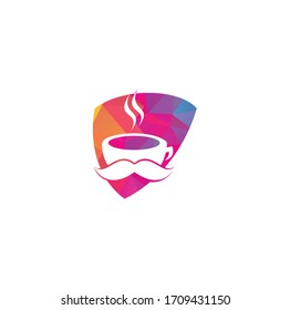 Coffee shop shield shape concept logo vector illustration. Coffee shop logo emblem vector. Mr coffee shop logo. coffee cafe logo	