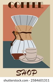 A coffee shop sign featuring a coffee pot, cup, and saucer. The coffee shop is a cozy and inviting place to enjoy a warm cup of coffee and a pastry. The sign is designed to evoke a sense of comfort